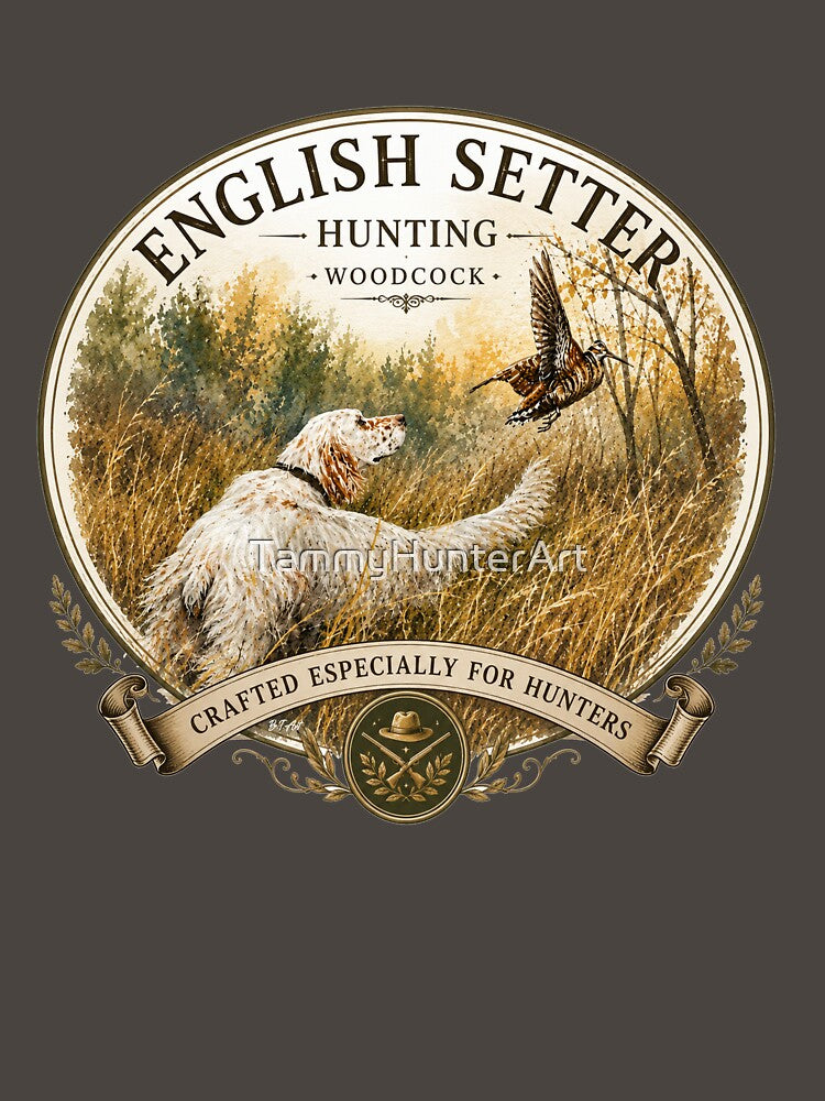 English Setter Woodcock Hunting Vintage , Art by TammyHunterArt