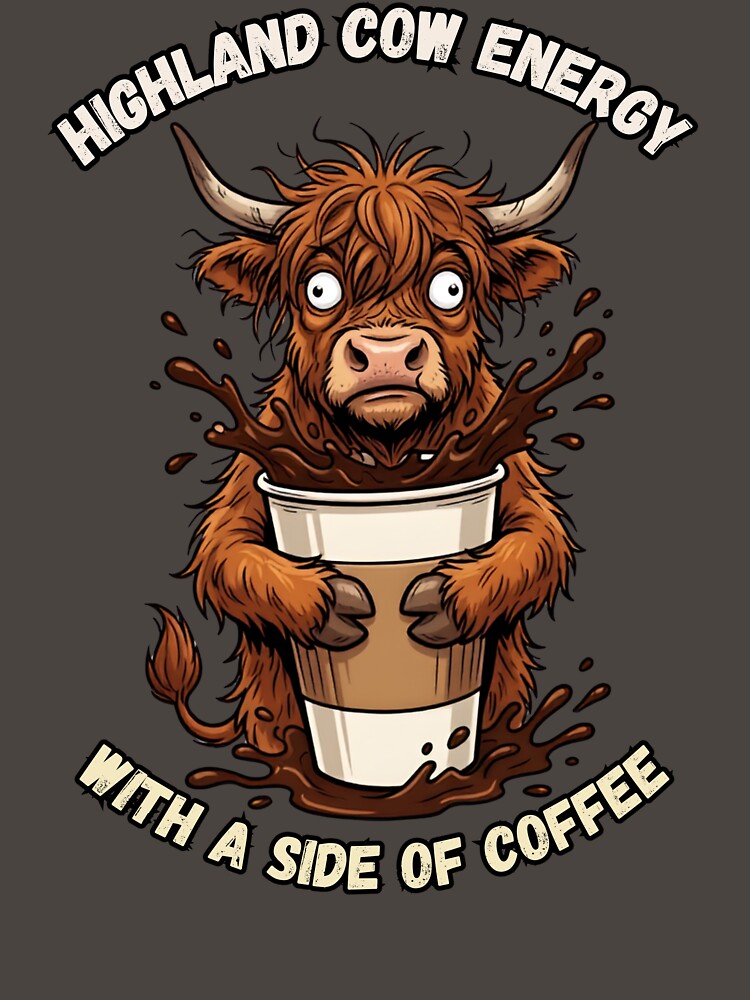 Highland Cow Energy With A Side Of Coffee Meme Gift by LeSoniPapaPrint