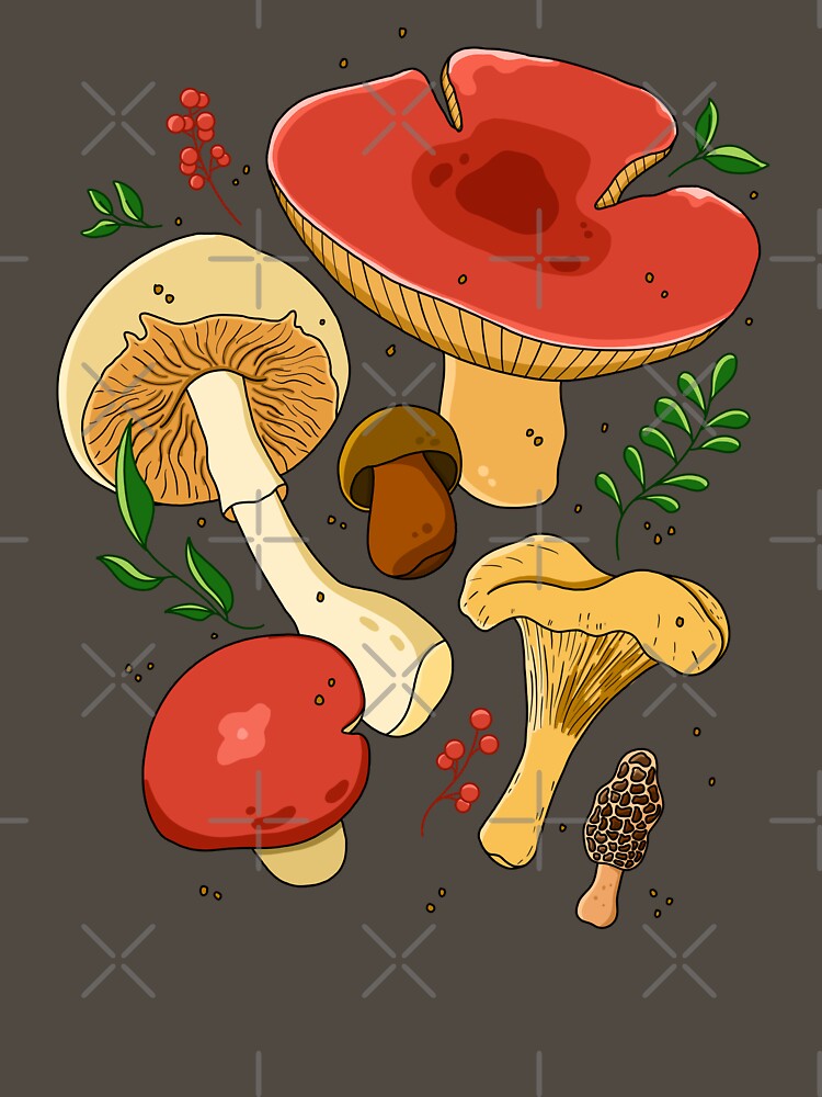 Mushrooms Botanical by Kimprut
