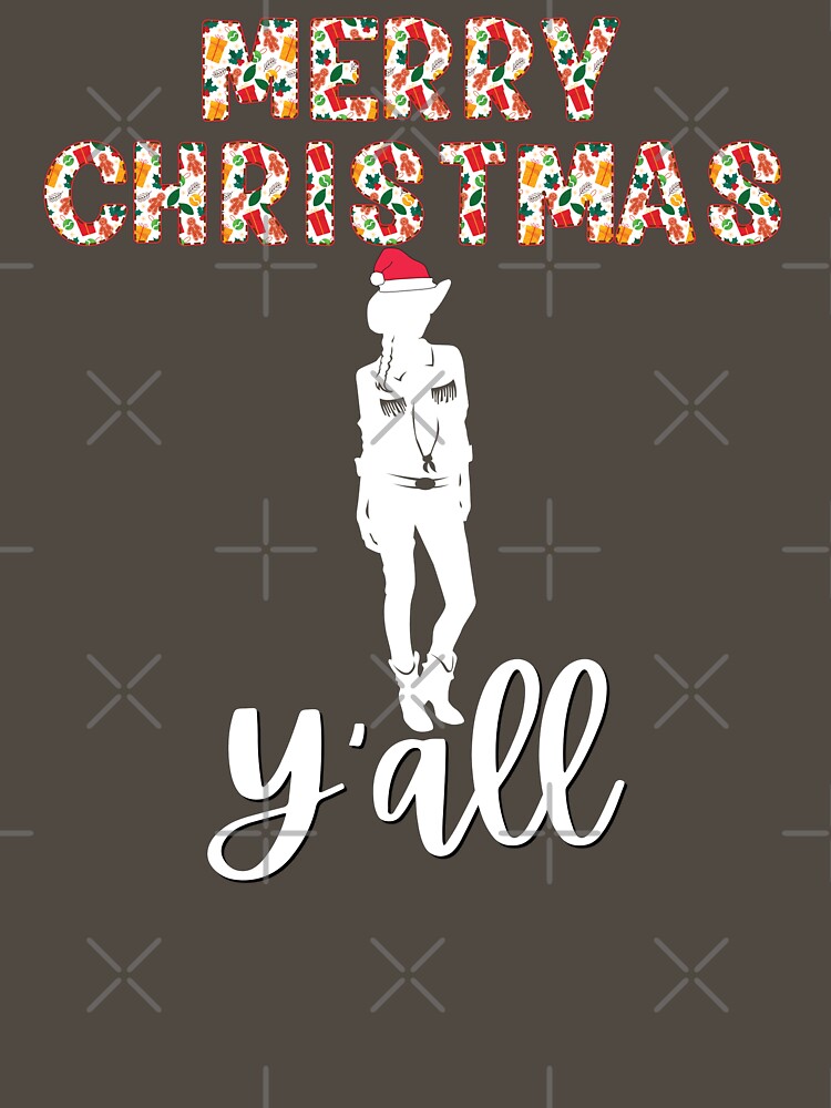 Merry Christmas Y'all With A Cowgirl with a Santa Claus Hat by campingforge