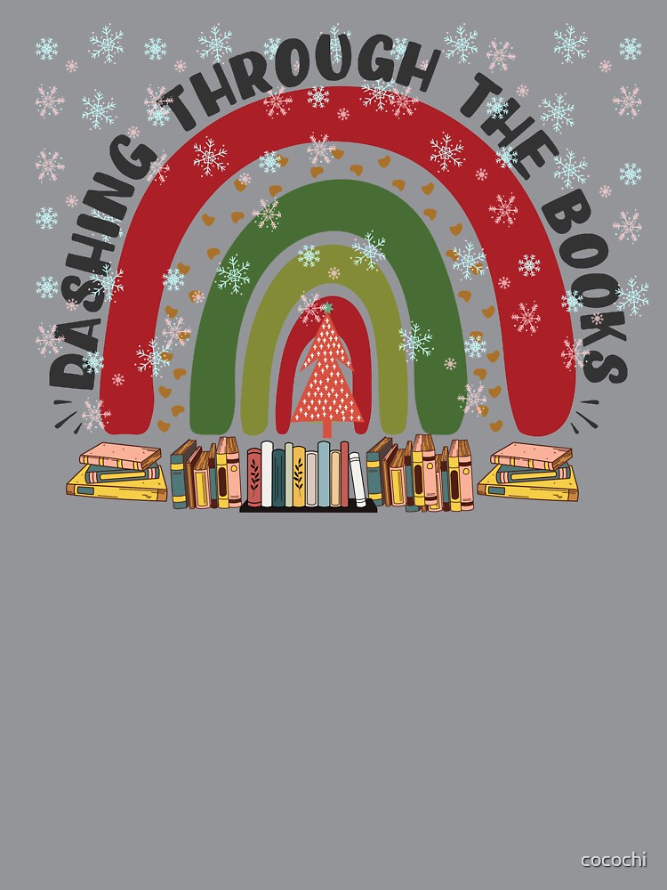 Book lovers Christmas rainbow, Dashing through the books. by cocochi