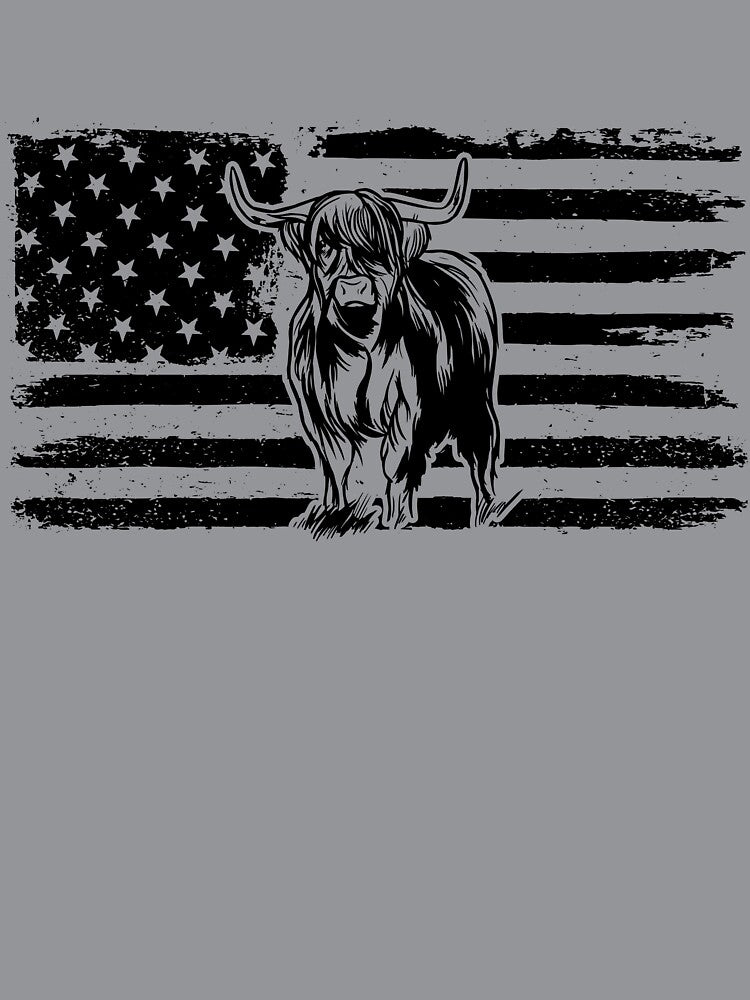 Highland Cow American Flag Patriotic Highland Cow Gear by DynamicDesign