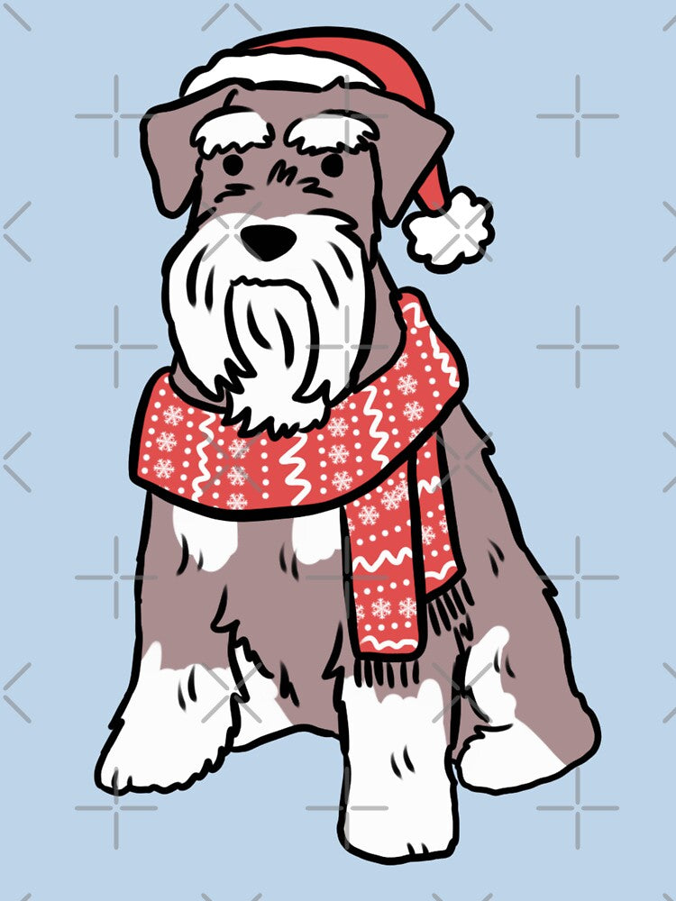 Cute christmas miniature schnauzer dog illustration by Yarafantasyart