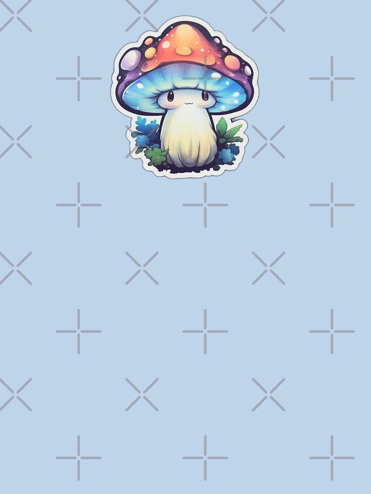 Cartoon Dreamy Mushroom | Pale Blue Watercolour | Happy, Cute, Nature, Kawaii, Woods, Forest by FantasySoul