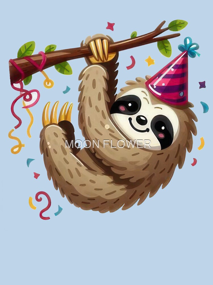 Sloth clinging to Christmas tree branch by MOONE FLOWER