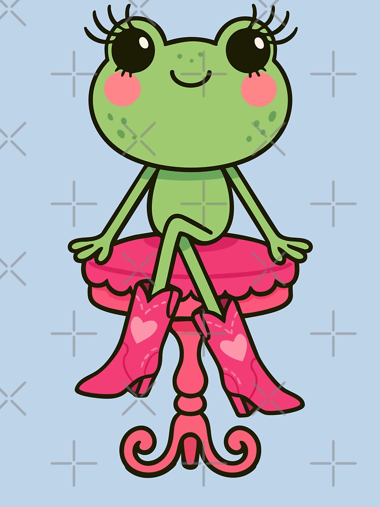 Elegant Frog Diva with Pink Cowgirl Boots – Cute Glam Vibes by Print-Zoo