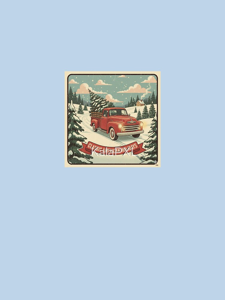 Vintage Christmas Truck Poster | Retro Red Pickup with Christmas Tree | Nostalgic Holiday Wall Art by KalaPXL