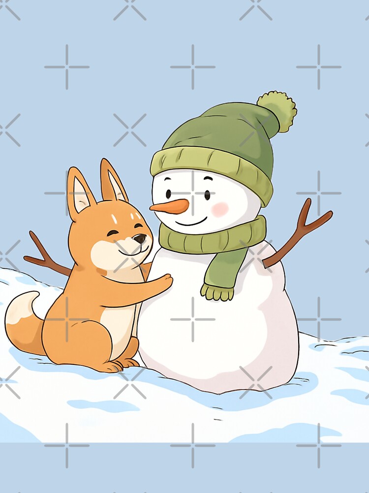 Cute Corgi Hugging Snowman by DobryCiuszek