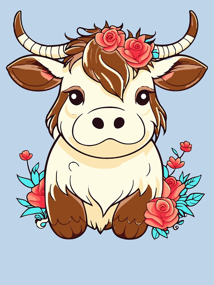 Cute Highland Cow with Roses by DT creations