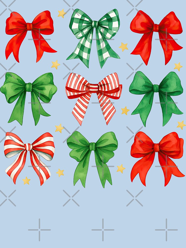Christmas Bows Collection in Red and Green with Stars by ArtfulWeave