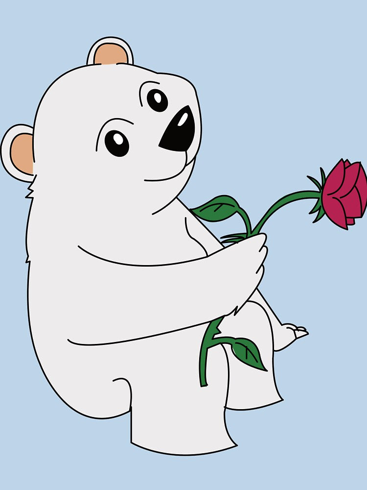 Cute Polar Bear Holding a Red Rose by RedDragonStudio