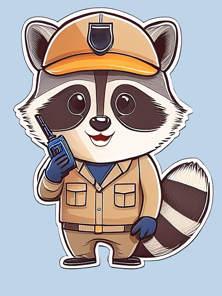 Cute Security Guard Raccoon With Walkie Talkie Cartoon by ChernivtsiSkoda