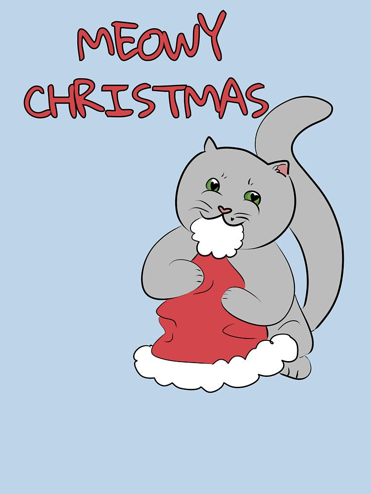 MEOWY CHRISTMAS Cute Grey Cat by HugSomeNettles