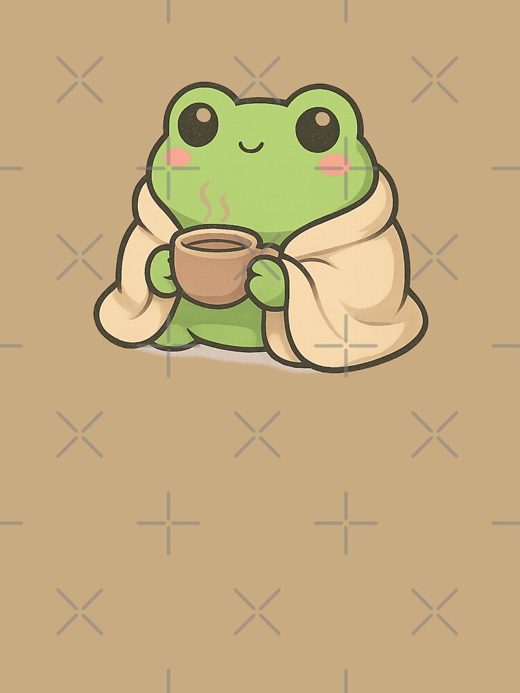 Cozy Frog Drinking Tea by Snacky Paws