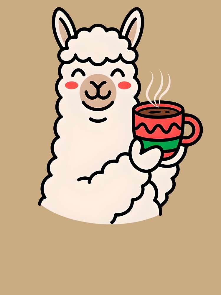 Cute Alpaca Holding Hot Cocoa Illustration by PeteLawliiet
