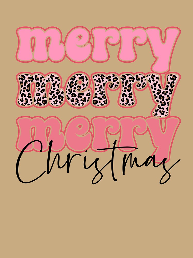 Fun Pink Merry Christmas Vibes Pink Animal Print by ArtMeetsPizza