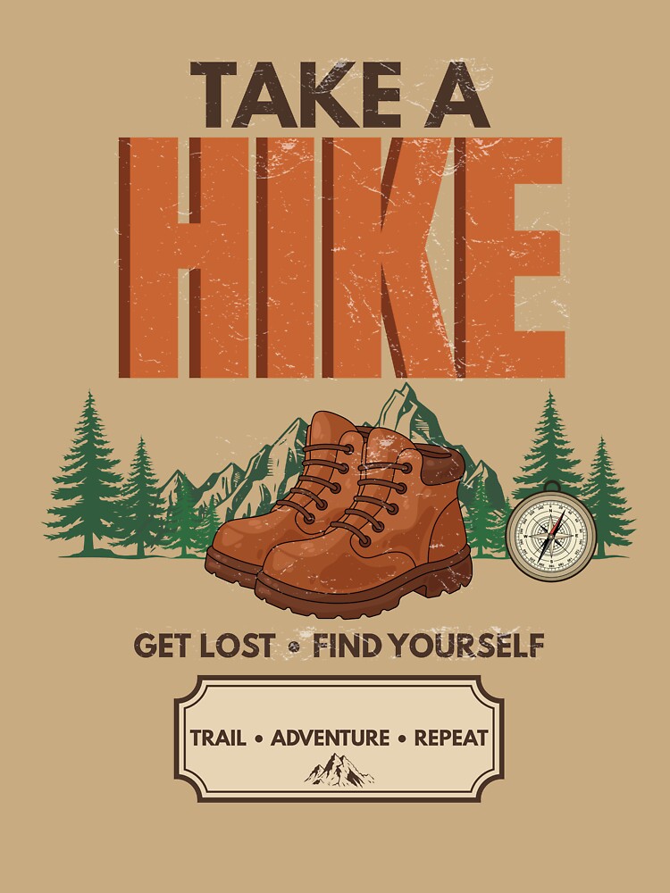 Take a Hike Vintage Hiking Boots Mountain Adventure T-Shirt by Uvclick