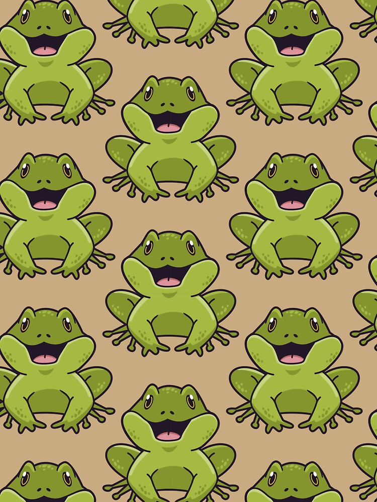 Cute Happy Frog Pattern - Seamless Green Frogs by NAMASTHE WORLD