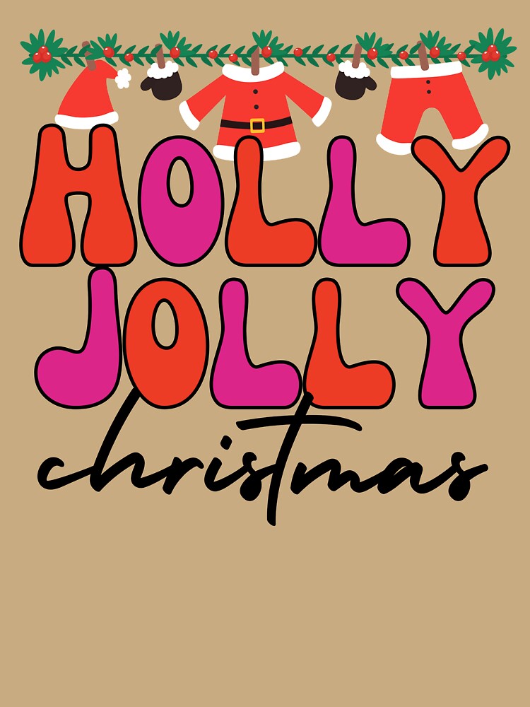 Holly Jolly Christmas pink and red retro 70s aesthetic by LaurenPittaway