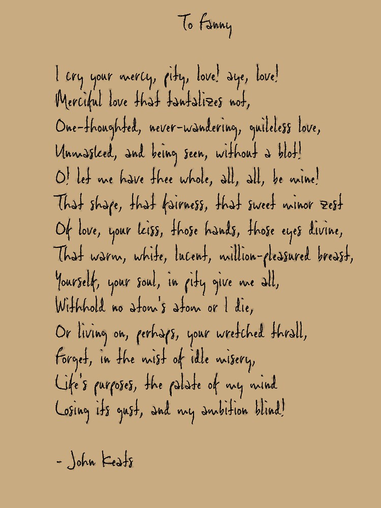 To Fanny by John Keats Poem by FireflyStudi0s