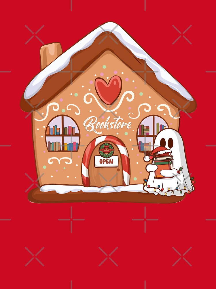 Christmas Kindle Bookstore Gingerbread House Library Reading Cute Ghost Bookish by StickyBook