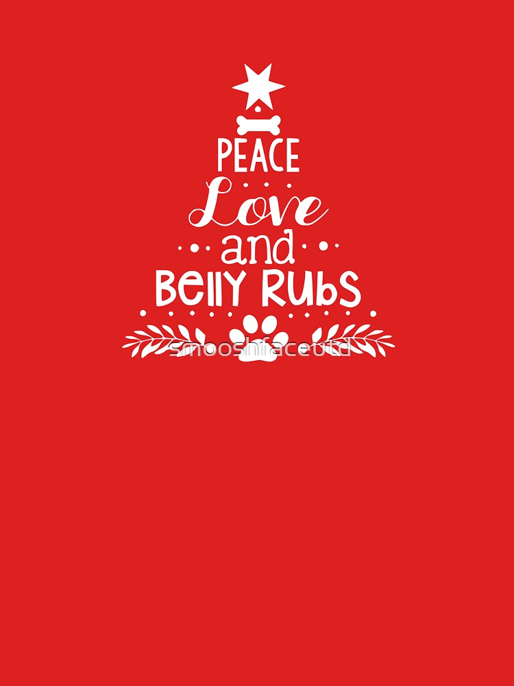 Dog Happy Holidays - Dog Christma sticker - Pet Holiday sticker - Belly Rubs sticker in white on red by smooshfaceutd