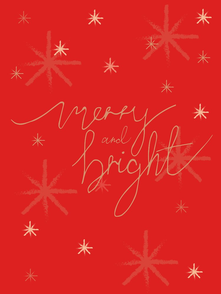 Merry and Bright Festive Christmas Typography Lettering Design by SparkPrintsandDesigns