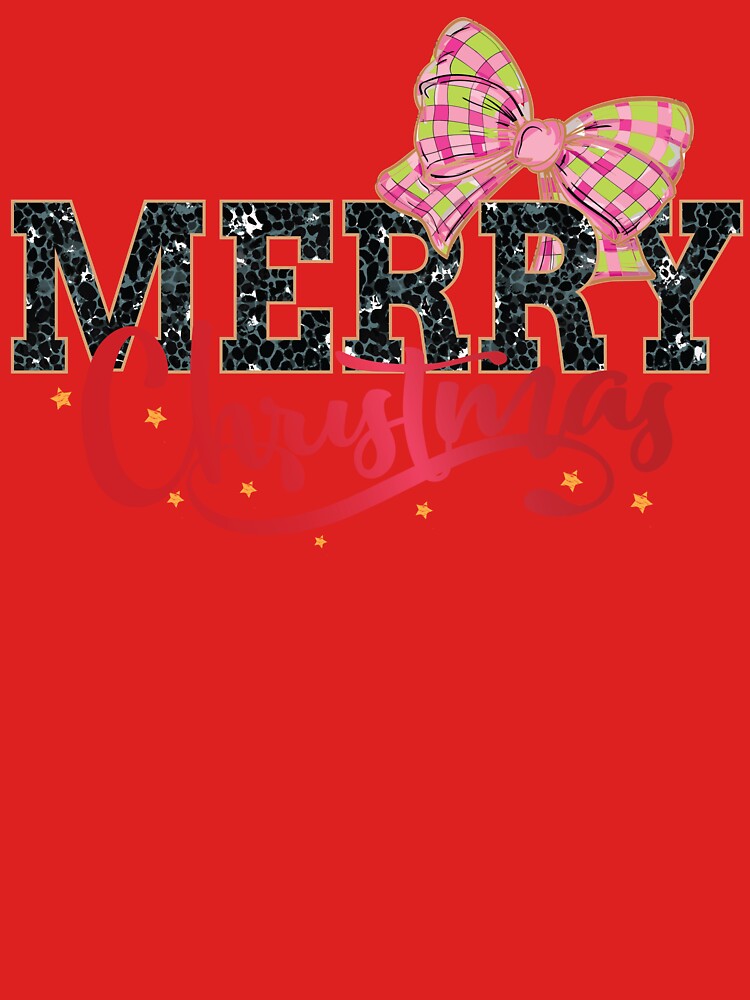 Merry Christmas Leopard Print Bow Design – Festive Holiday Typography Art by FastFashionFest