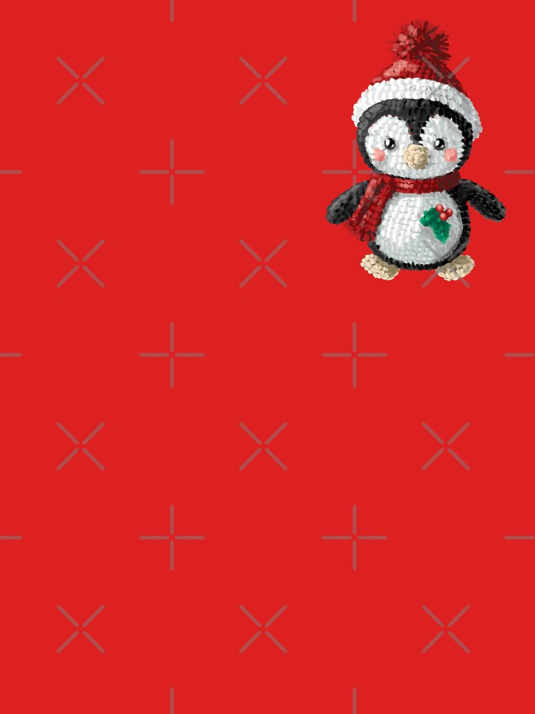 New Year Celebration Decorations: Cute Penguin Christmas and New Year Illustration with Festive Decorations and Gifts by Pandositive