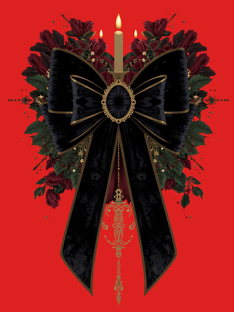Gothic Christmas Black Velvet Bow 5 by Girly-Universe