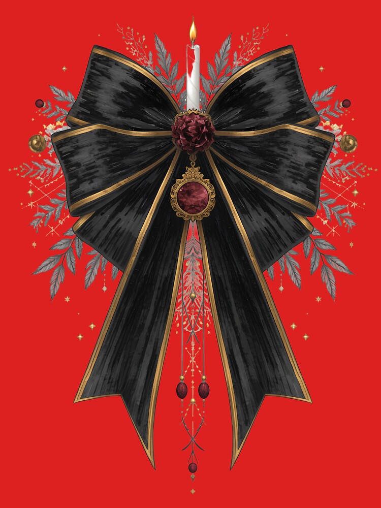 Gothic Christmas Black Velvet Bow 2 by Girly-Universe