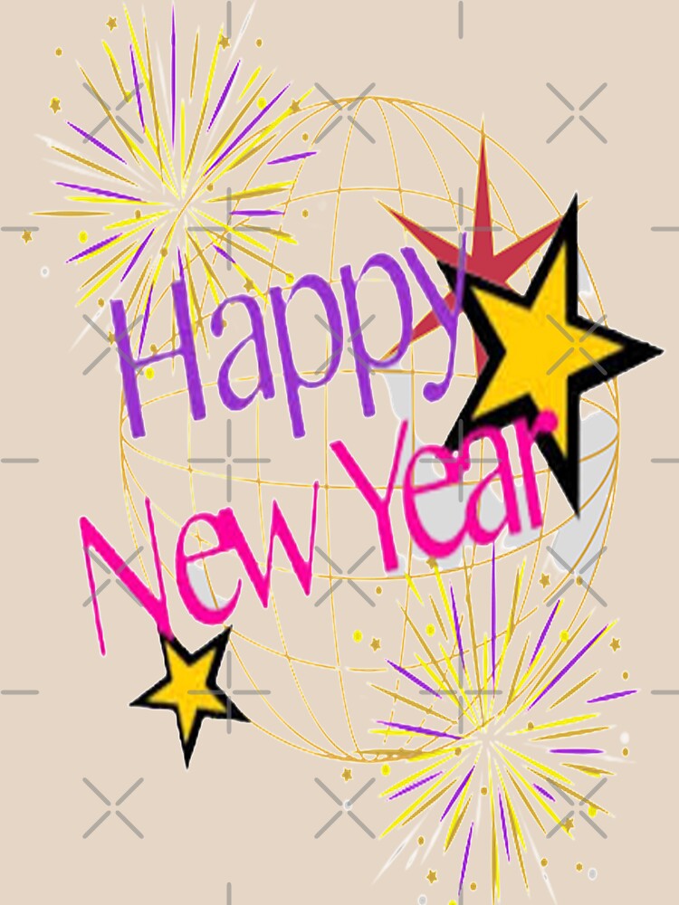 Happy New Year Abstract Lettering Design with Stars, Howdy New Year,New Years Celebration, New Years Eve Countdown by Adri Barnard