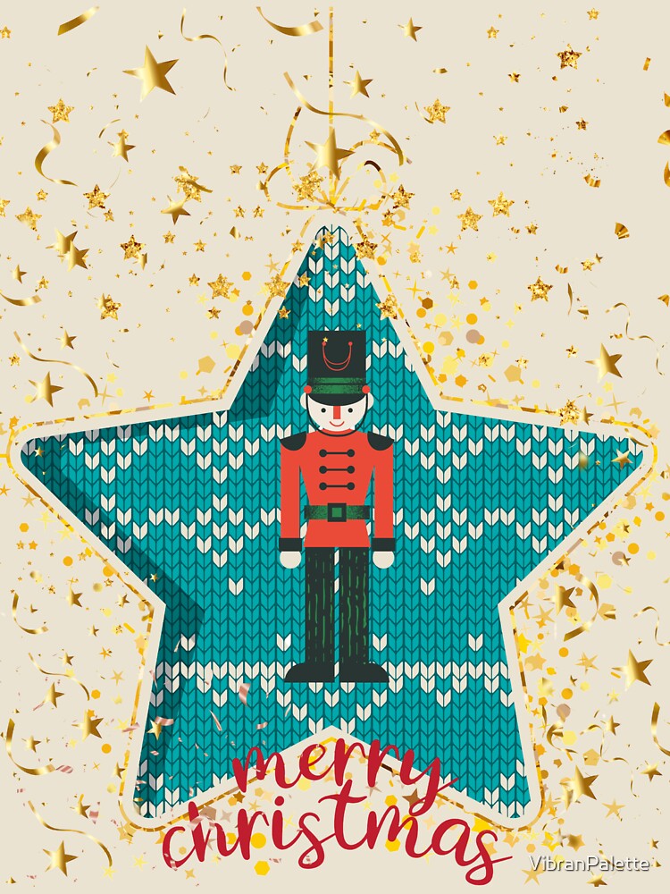 Festive Nutcracker Ugly Sweater Star Christmas Ornament Design by VibranPalette