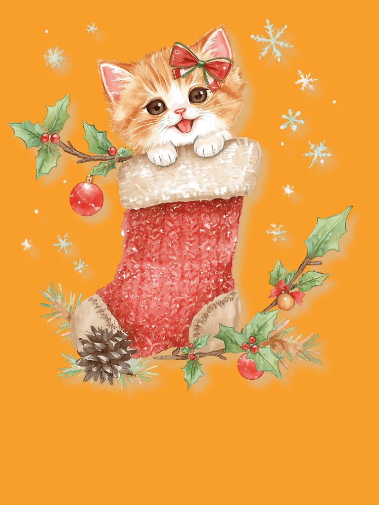 Cute Christmas Cat in Stocking – Cozy Holiday Kitten Sticker by Busybeesfinds
