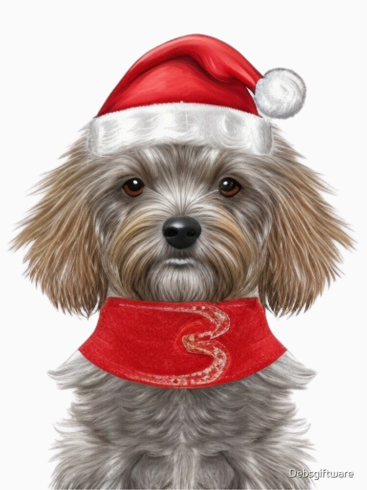 brown Long-haired Chihuahua Santa. by Debsgiftware
