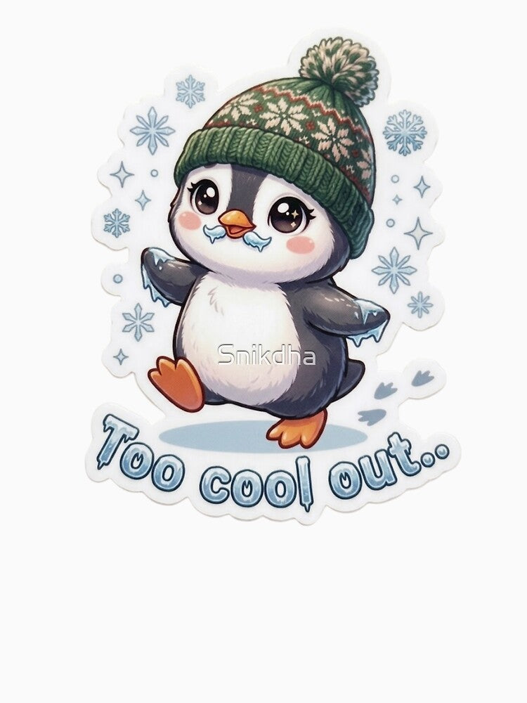 Too Cool Out Funny Winter Penguin Sticker by Snikdha