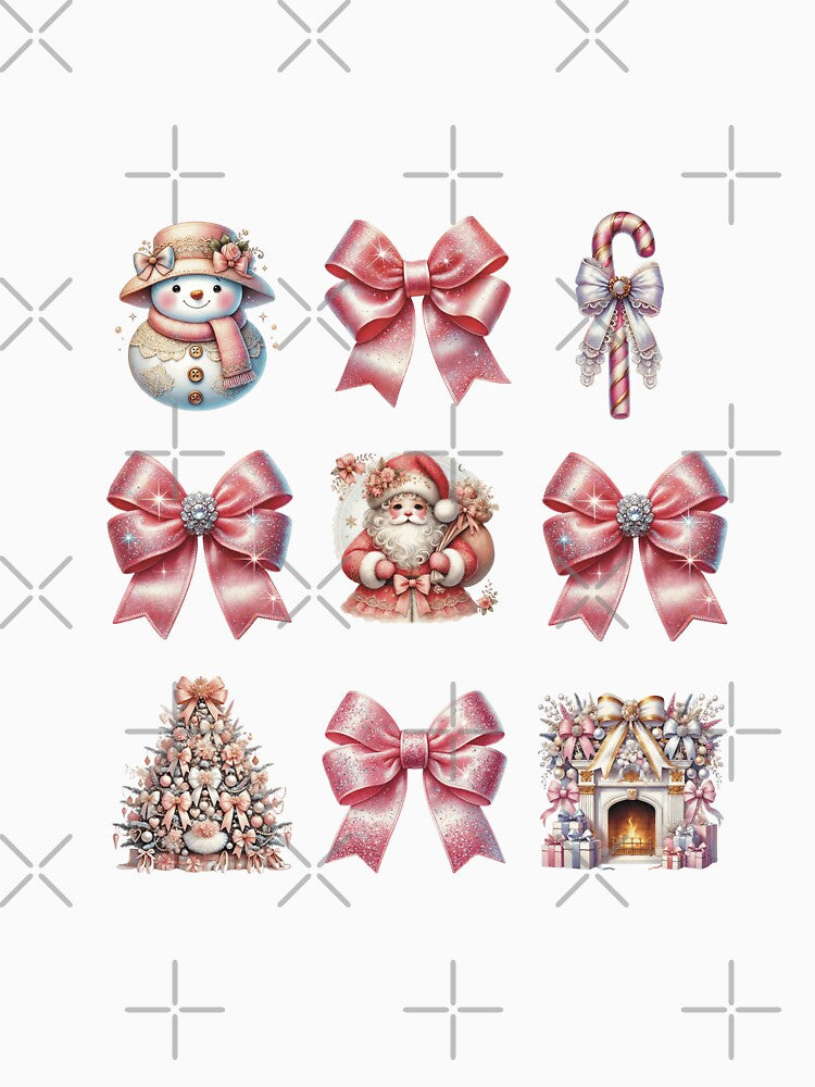 Sparkling Pink Bow with Twinkling Christmas tree and Santa Claus by cocomelon168