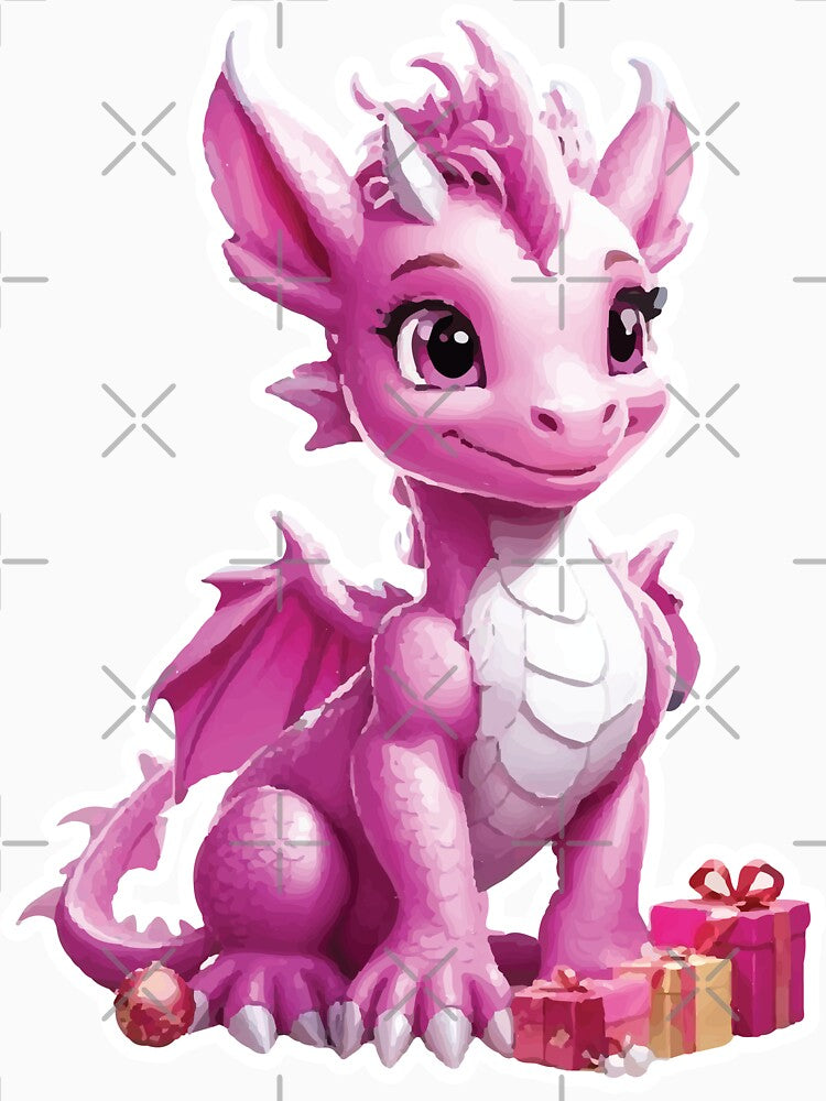 3D Pink Christmas Dragon by obscurax art