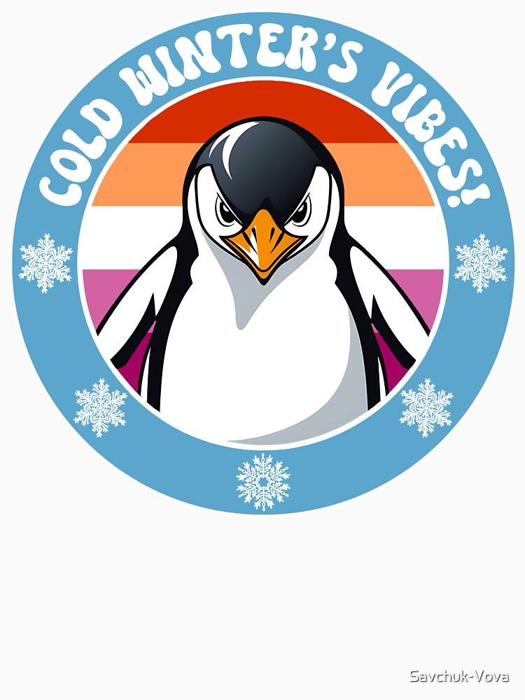Cute Penguin on Lesbian Flag Background by Savchuk-Vova