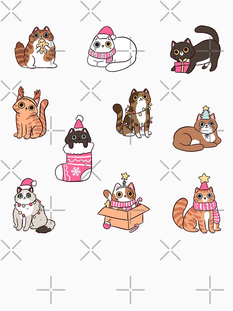 Christmas cute cats pack illustration meowy catmas by Yarafantasyart