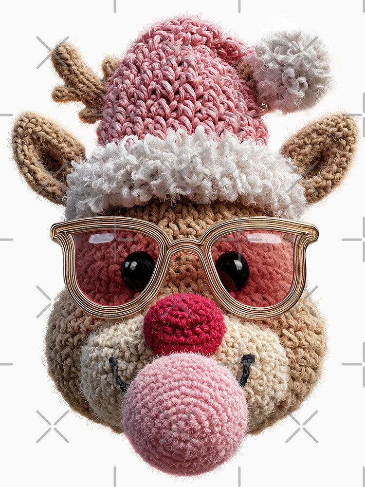 Pink Reindeer for Christmas Santa (Embroidery) by NF Designs Studio DTF