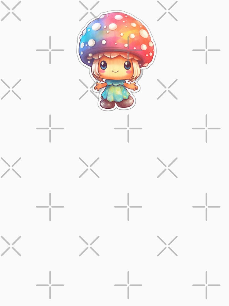 Colourful Anime Mushroom | White Watercolour | Happy, Cute, Nature, Kawaii, Woods, Forest by FantasySoul