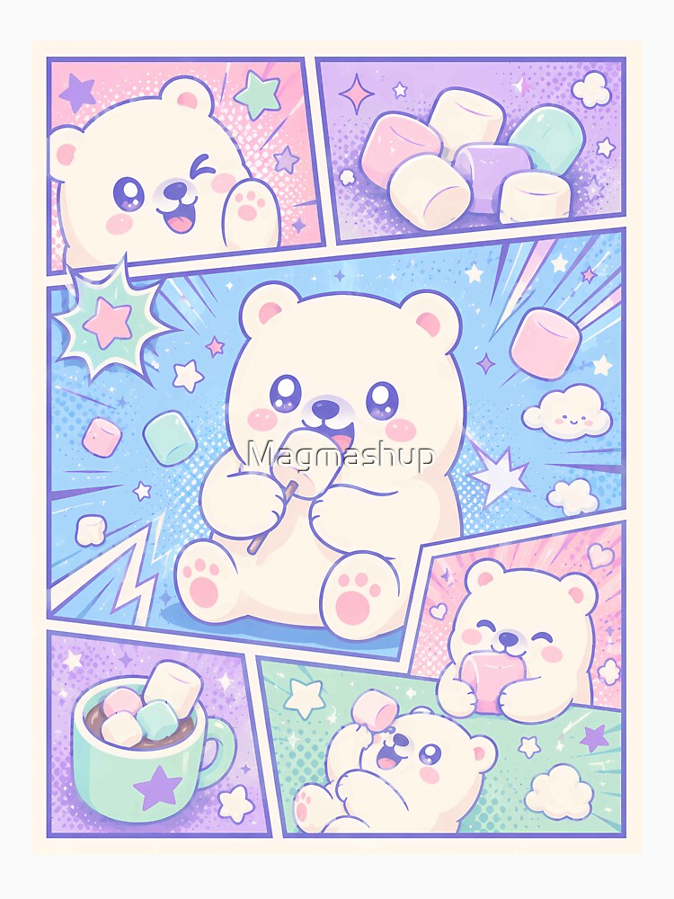 Kawaii Polar Bear Eating Marshmallows Pop Panels by Magmashup