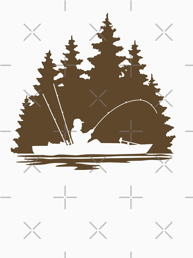 Kayak Fishing Scene with Brown Silhouette by Sam Morrison
