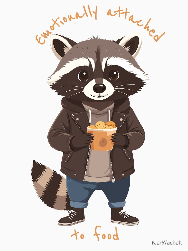 Snack-Loving Raccoon – Cute Raccoon Holding Snacks Illustration by MarWachaN