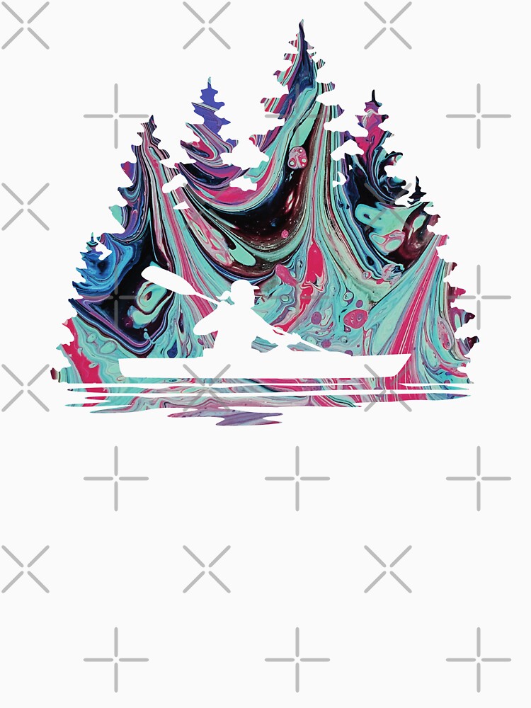 Kayak Girl Silhouette with Abstract Pattern by Sam Morrison
