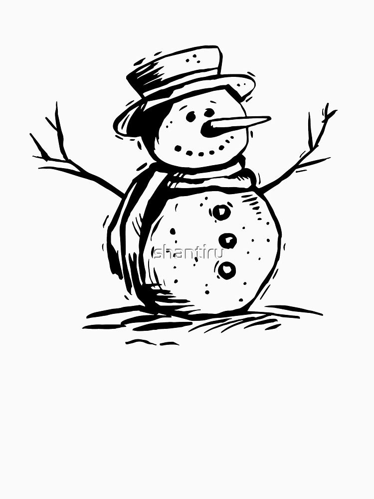 snowman winter funny holiday Christmas cute drawing by shantiru