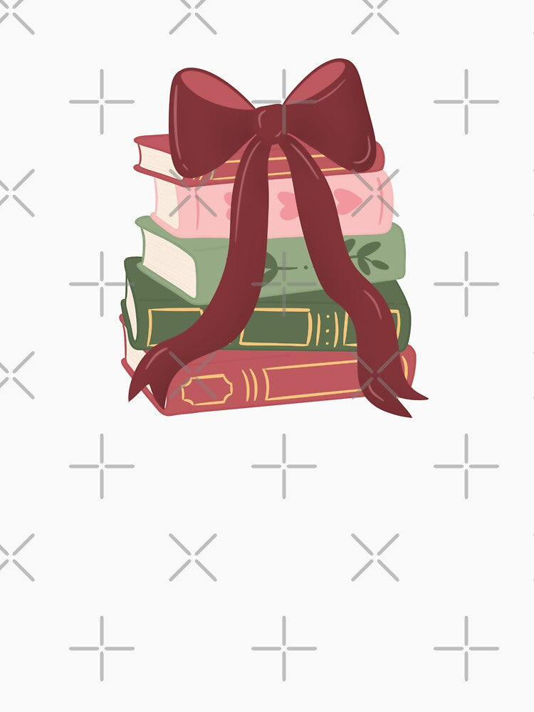 Christmas book stack with red bow by By_Lisart
