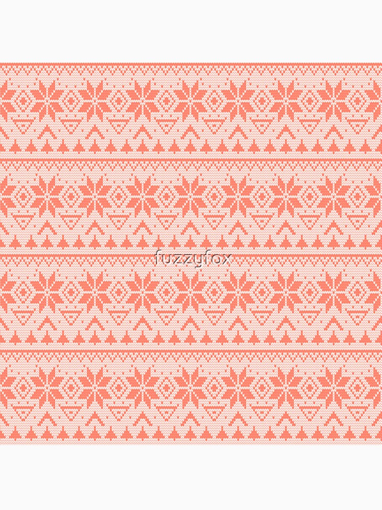 Scandinavian ornament Christmas ugly sweater design coral pink by fuzzyfox