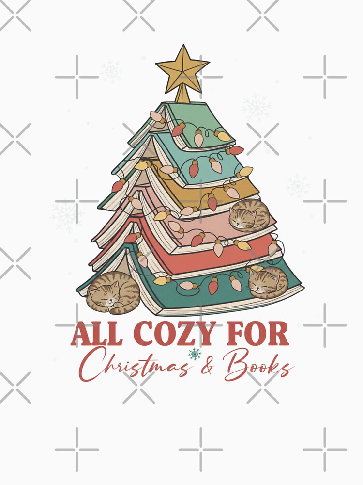 All Booked For Christmas - Artistic Book Tree Bibliophile Holiday Design by TeeZilla808